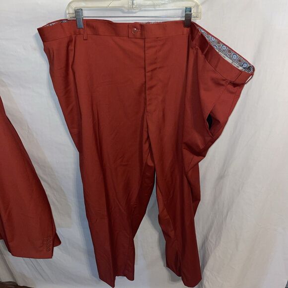 Stacy Adams Men’s 3 Pc Suit Sz 60R Jacket 54x29 Pants Red Tetron Blend Business - Picture 10 of 16